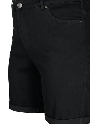 Eng anliegende Denim-Shorts mit hoher Taille, Black, Packshot image number 2
