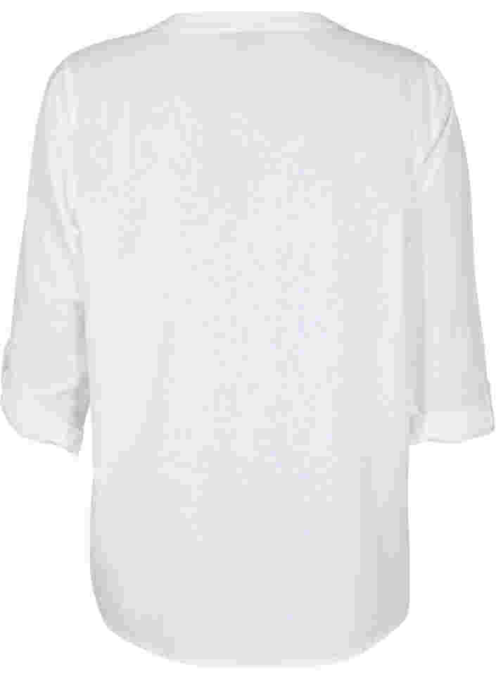 Baumwollbluse mit Spitzendetails, Bright White, Packshot image number 1