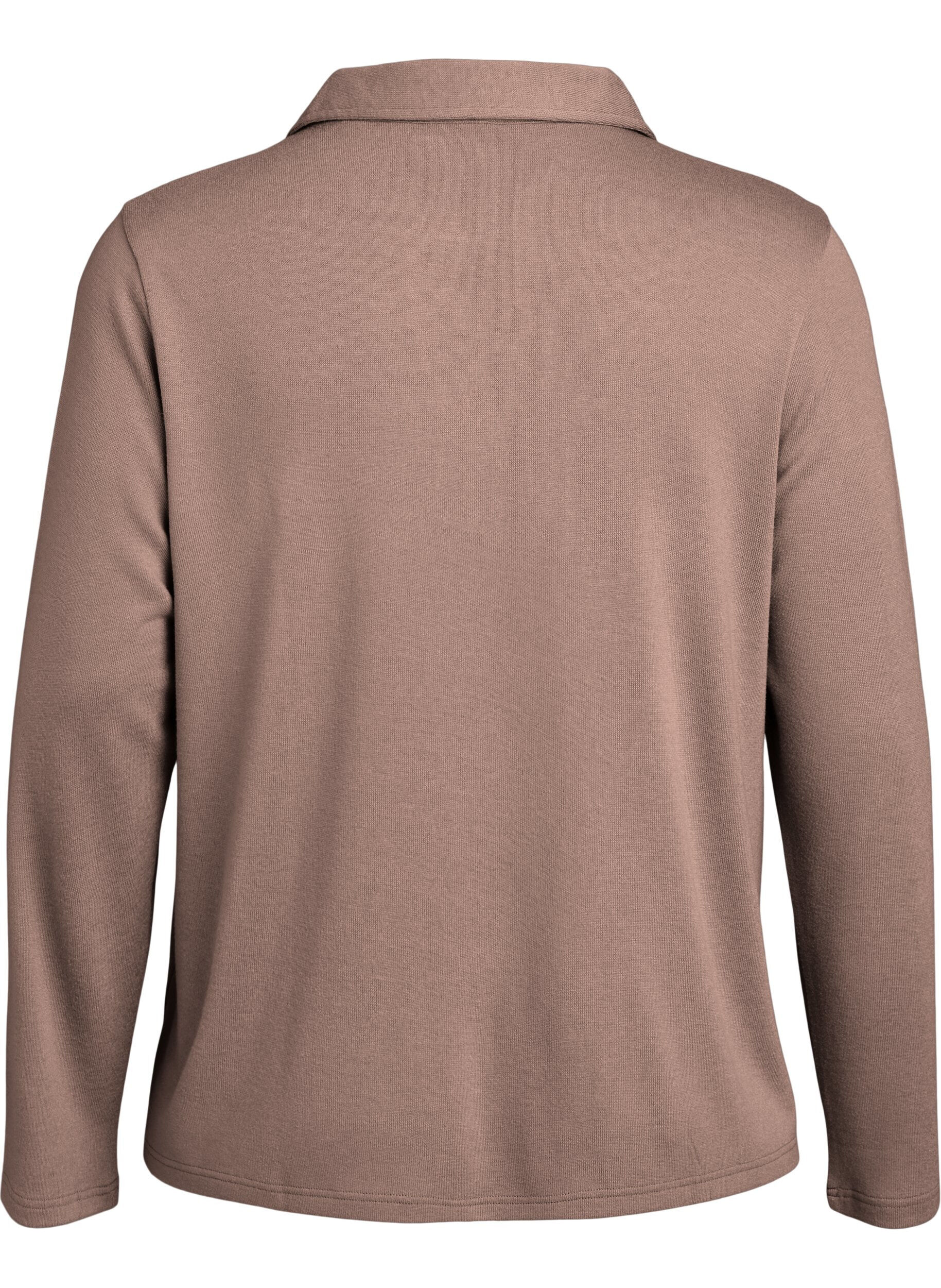 ZizziLang&auml;rmelige Bluse aus Jersey mit Kragen, Braun, Packshot image number 1