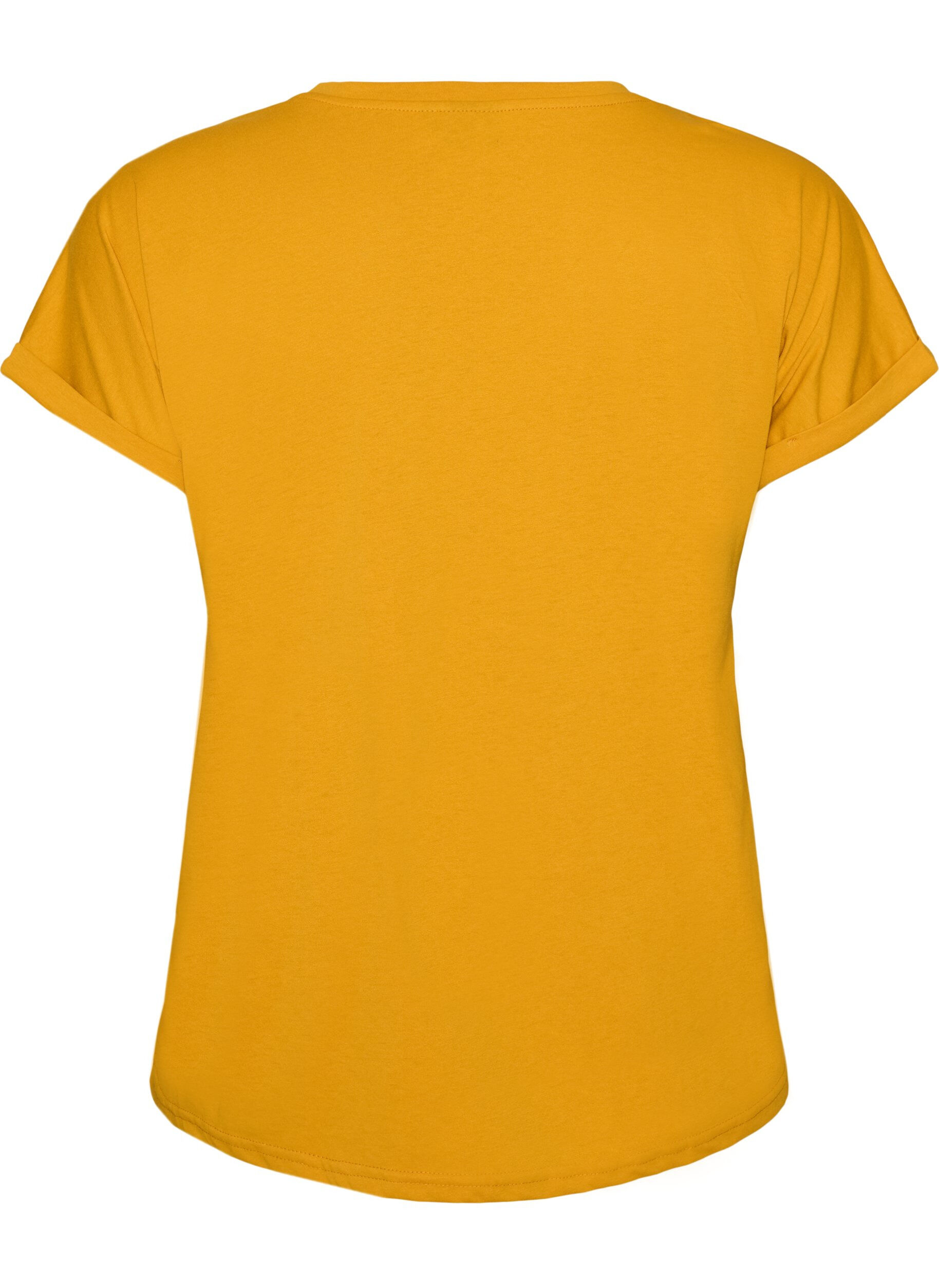 ZizziKurz&auml;rmeliges T-Shirt aus einer Baumwollmischung, Gelb, Packshot image number 1