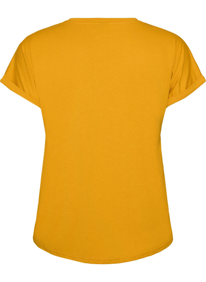 Kurz&auml;rmeliges T-Shirt aus einer Baumwollmischung, Gelb, Packshot image number 1