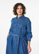 Denim-Hemdkleid mit Bindegürtel und Seitentaschen, Blau, Model image number 2