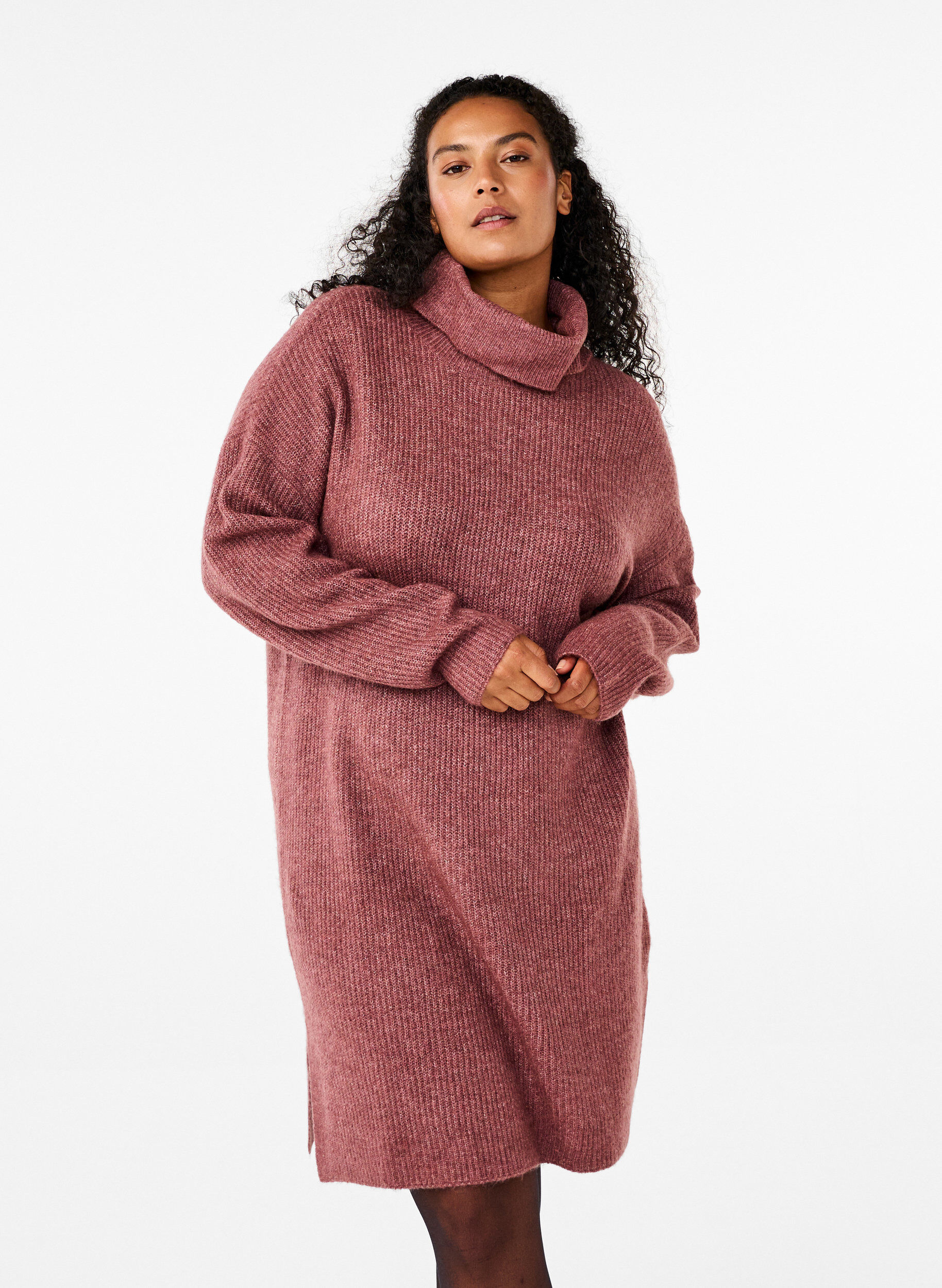 ZizziStrickkleid mit Rollkragen, Rot, Model image number 0