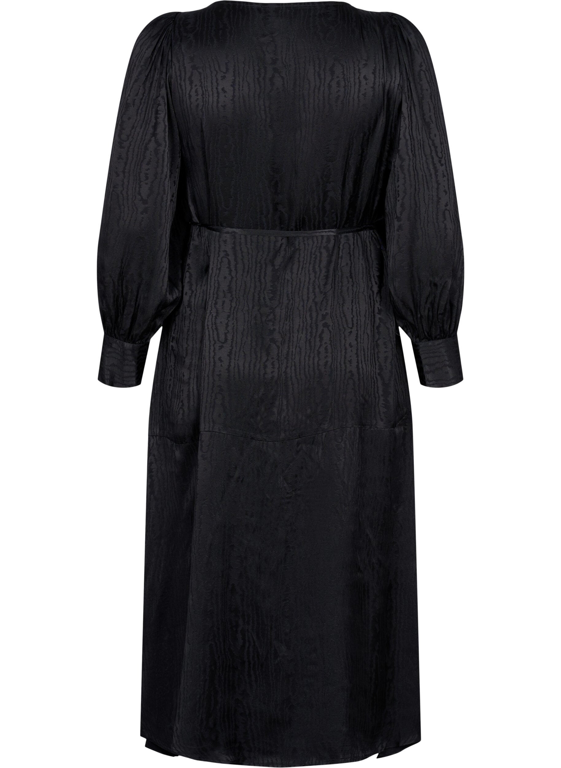 ZizziLang&auml;rmeliges Kleid aus Viskose mit Ton-in-Ton-Druck, Black, Packshot image number 1