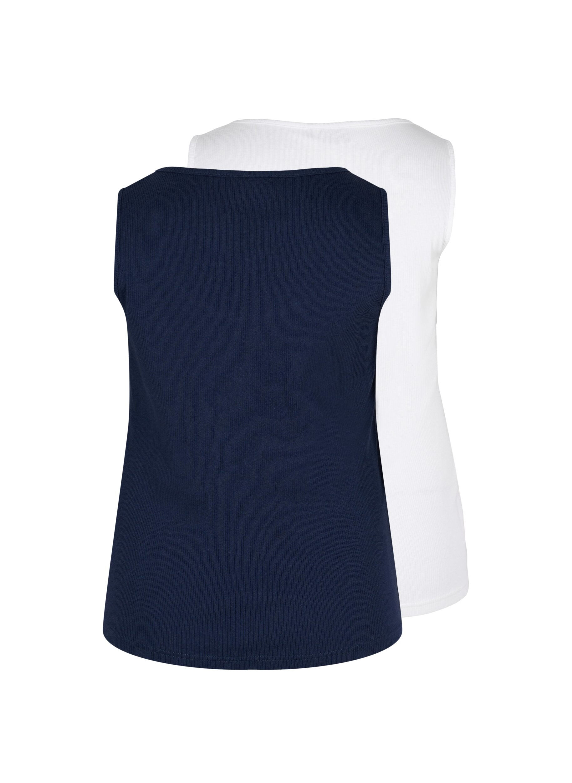 Zizzi2er-Pack Basic Tanktop in Ripp Optik, Navy B/B White, Packshot image number 1