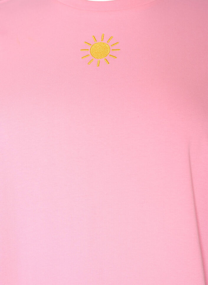 T-Shirt aus Bio-Baumwolle mit Textmotiv, Pink, Packshot image number 2