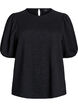 Strukturierte Bluse mit kurzen &Auml;rmeln, Schwarz, Packshot image number 0