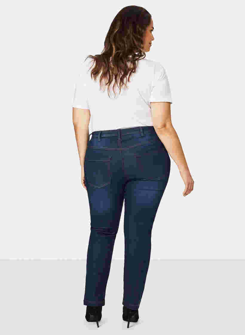 Slim Fit Emily Jeans mit normaler Taille, Blue denim, Model image number 1