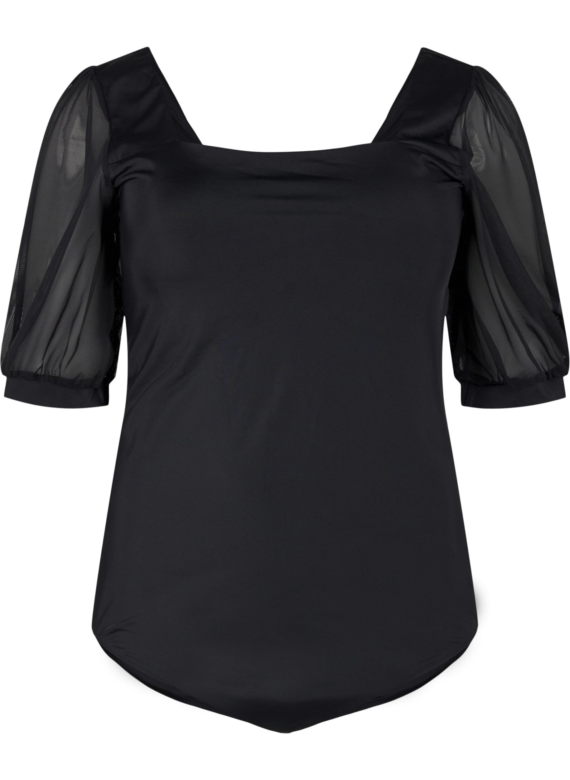 ZizziBadeanzug mit kurzen Mesh-&Auml;rmeln, Black, Packshot image number 0