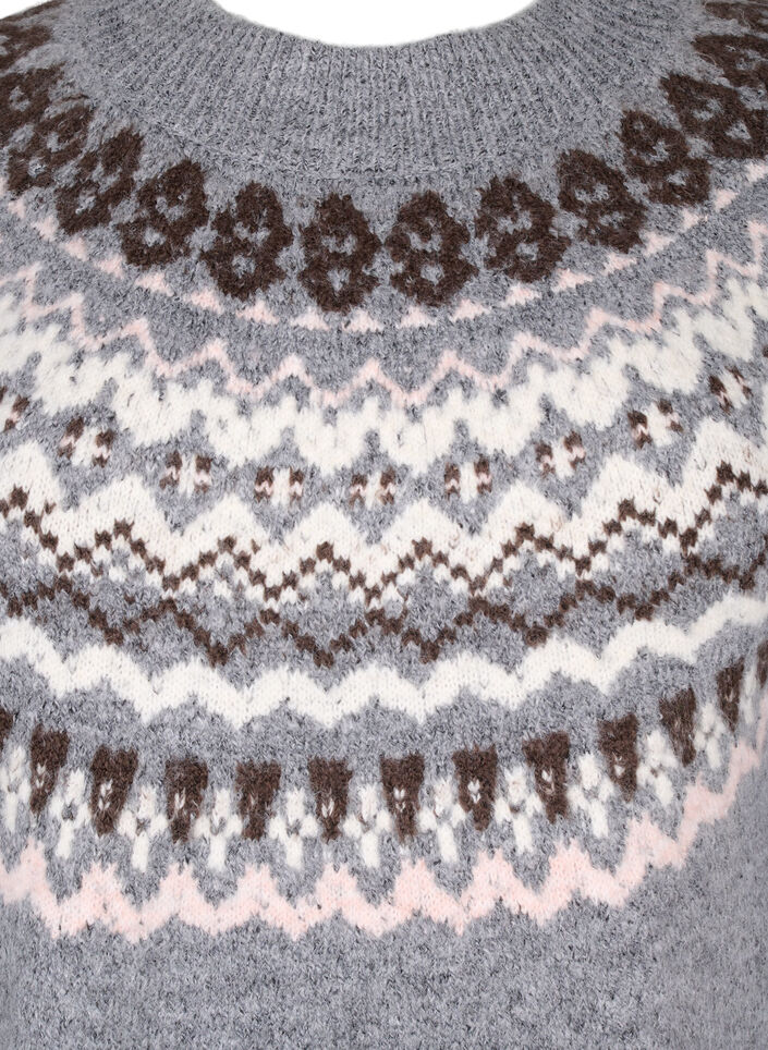 Strickkleid mit Jacquardmuster und langen Ärmeln, Medium Grey Comb, Packshot image number 2