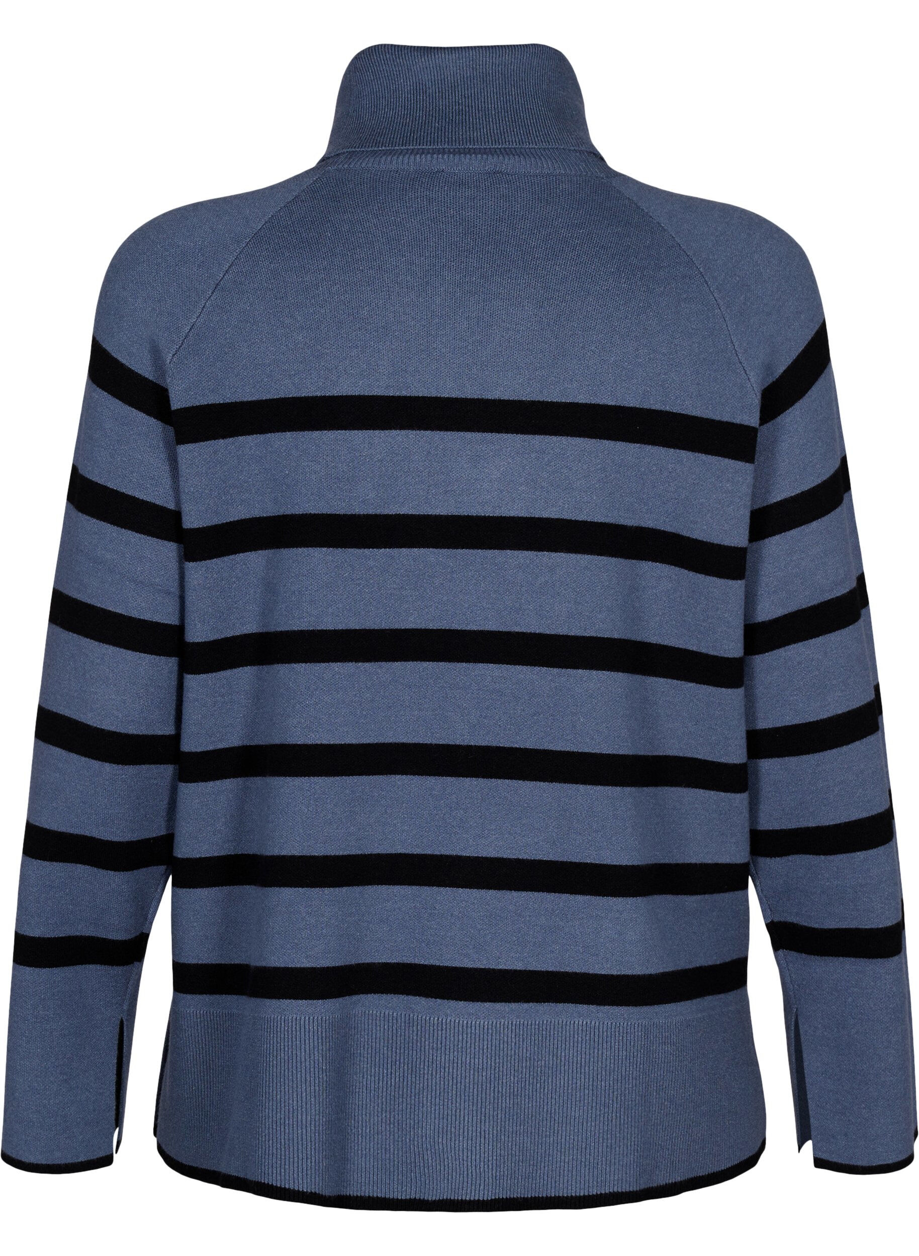 ZizziGestreifter Strickpullover mit Rollkragen, B.Sea w.BlackStripes, Packshot image number 1