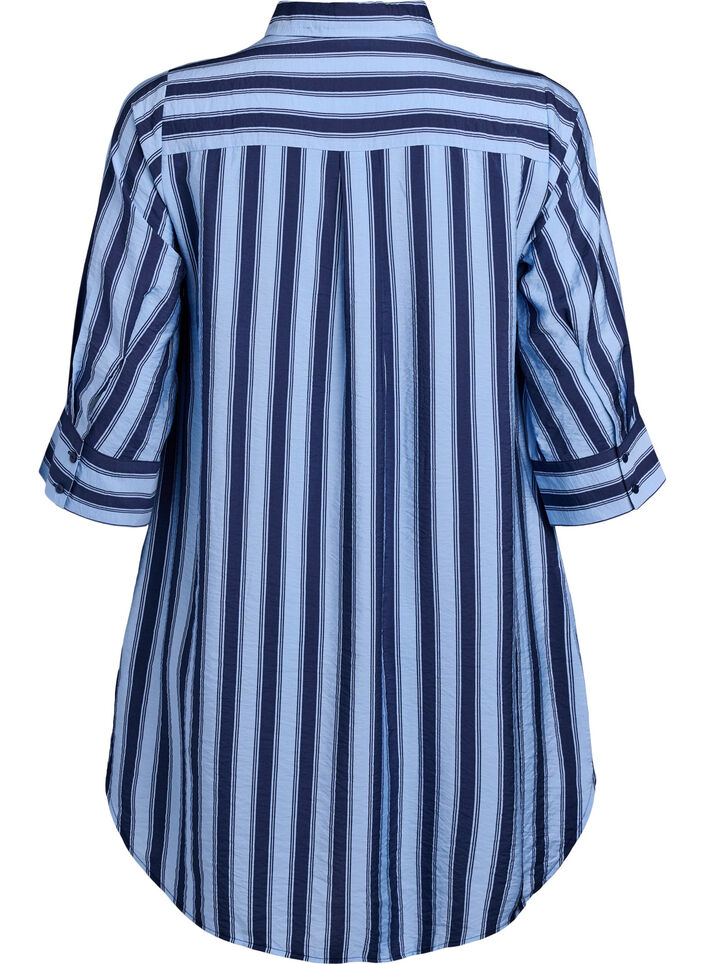 Kleid mit Kragen und Brusttasche, Blau, Packshot image number 1