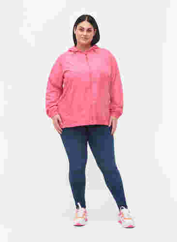 Kurze Jacke mit Kapuze und verstellbarer Saum, Hot Pink, Model image number 2