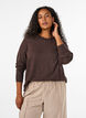 Strickbluse mit Rundhalsausschnitt, Braun, Model image number 0