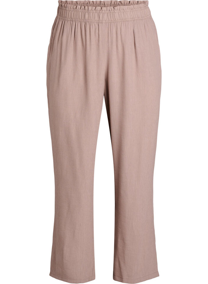 Hose aus Viskose mit hoher Taille und Taschen, Braun, Packshot image number 0