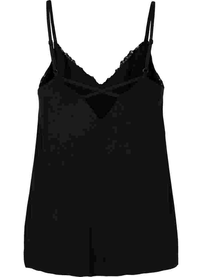 Viskose Nachthemd mit Spitze, Black, Packshot image number 1