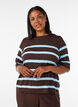 Gestreiftes Stricktop mit kurzen &Auml;rmeln, Braun, Model image number 0