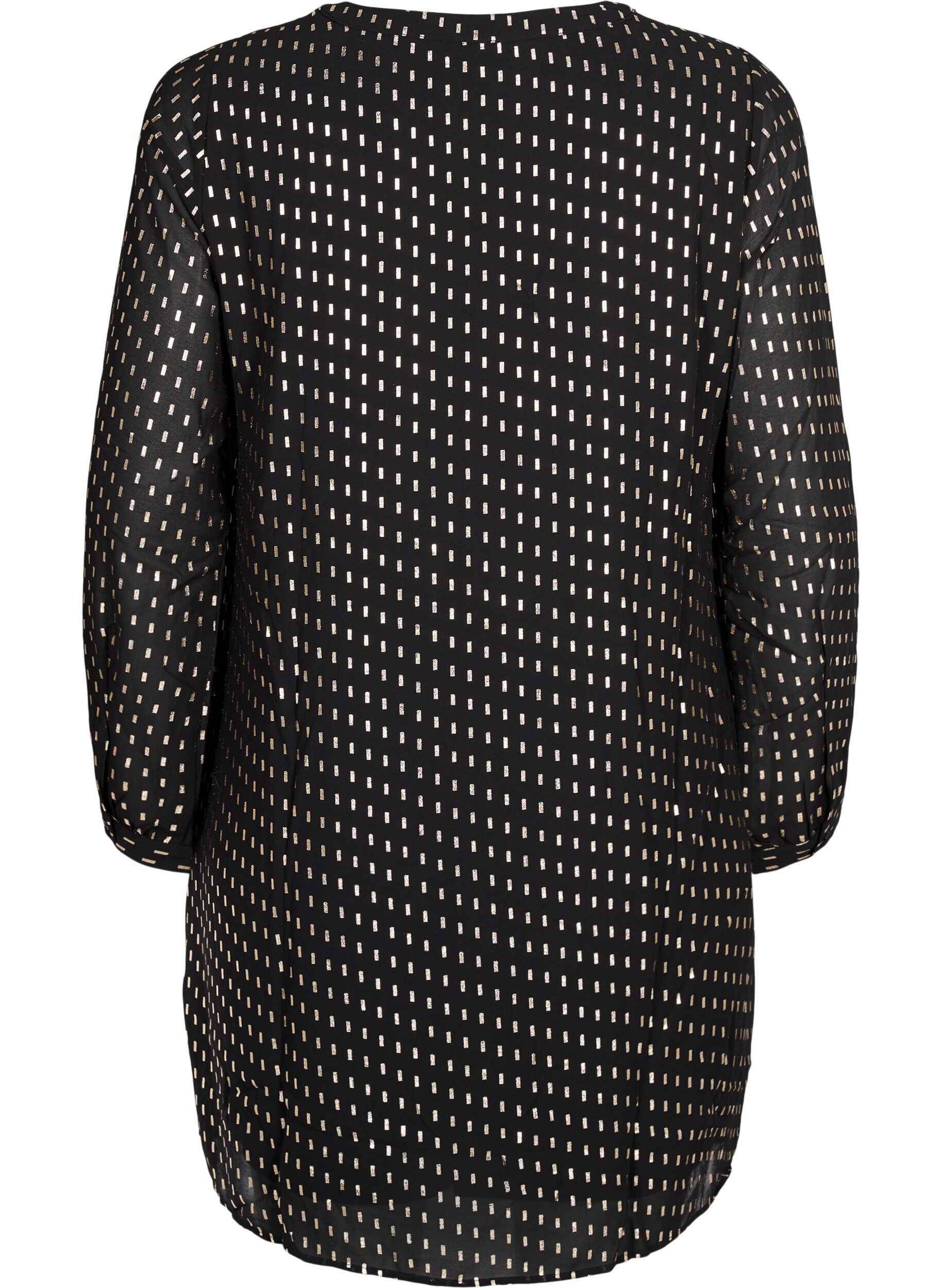 ZizziLang&auml;rmeliges Kleid mit Foliendruck, Black w. Gold, Packshot image number 1