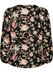 Gebl&uuml;mte Bluse aus Leinen und Viskose mit langen &Auml;rmeln, Schwarz, Packshot image number 1