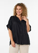 Bluse aus Viskose mit kurzen &Auml;rmeln und Raffdetails, Schwarz, Model image number 0