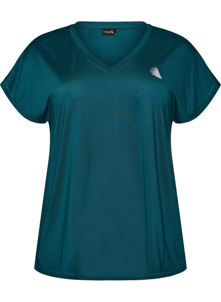 Lockeres Trainings-T-Shirt mit V-Ausschnitt, Gr&uuml;n, Packshot image number 0