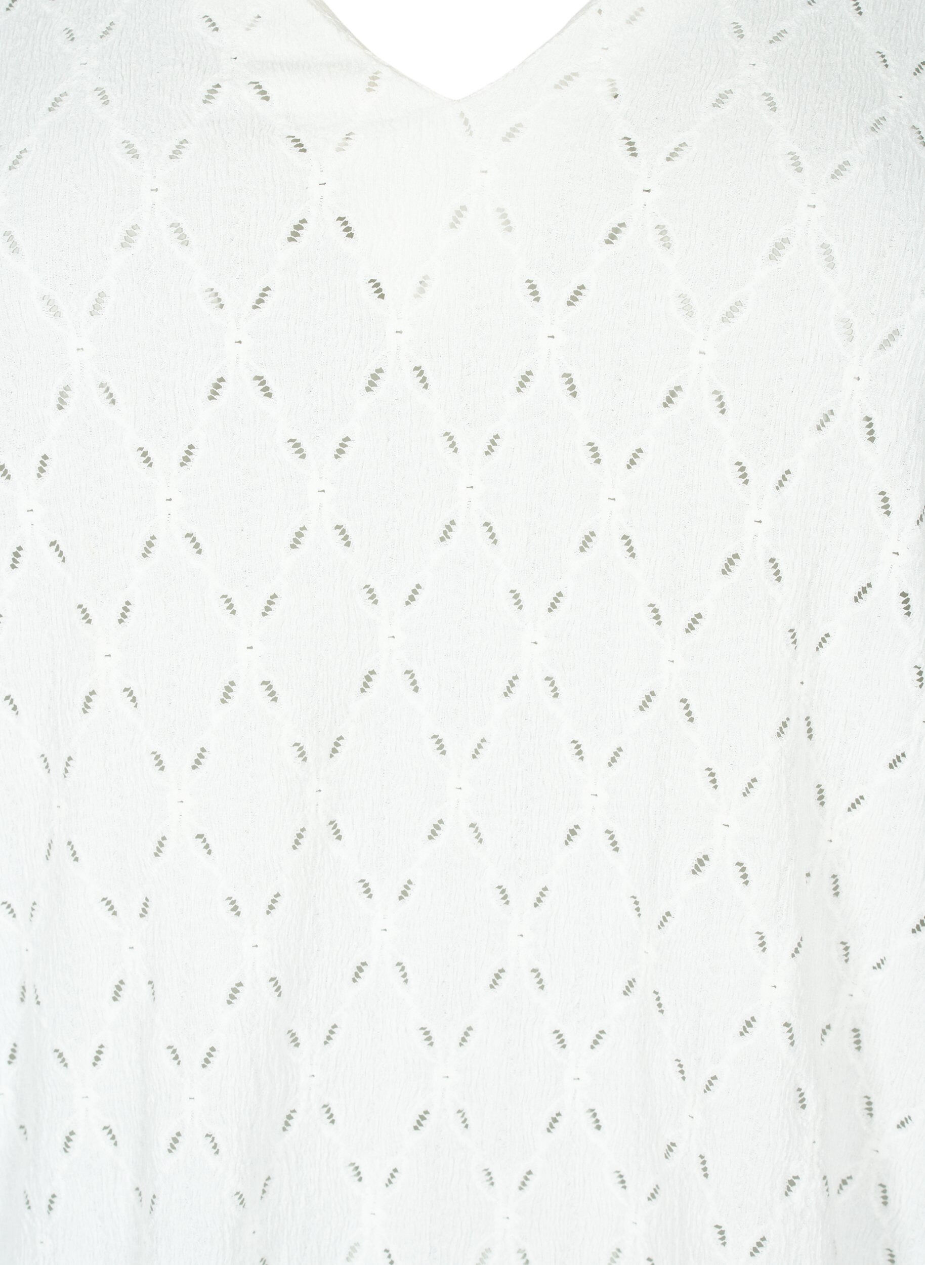 ZizziBluse mit V-Ausschnitt und Lochmuster, Off White, Packshot image number 2