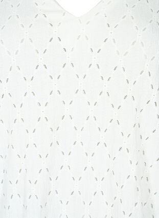 Bluse mit V-Ausschnitt und Lochmuster, Off White, Packshot image number 2