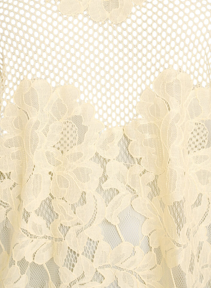 Bluse aus Spitze mit R&uuml;schenkragen und kurzen &Auml;rmeln, Gelb, Packshot image number 2