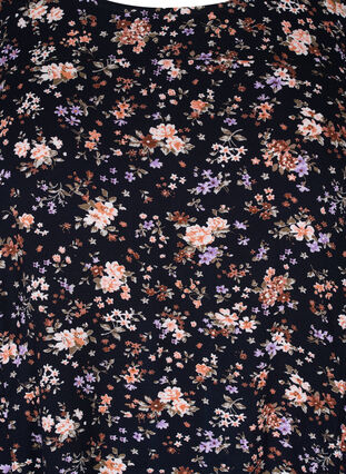 Kurzarm Viskosekleid mit Print, Black Small Flower, Packshot image number 2