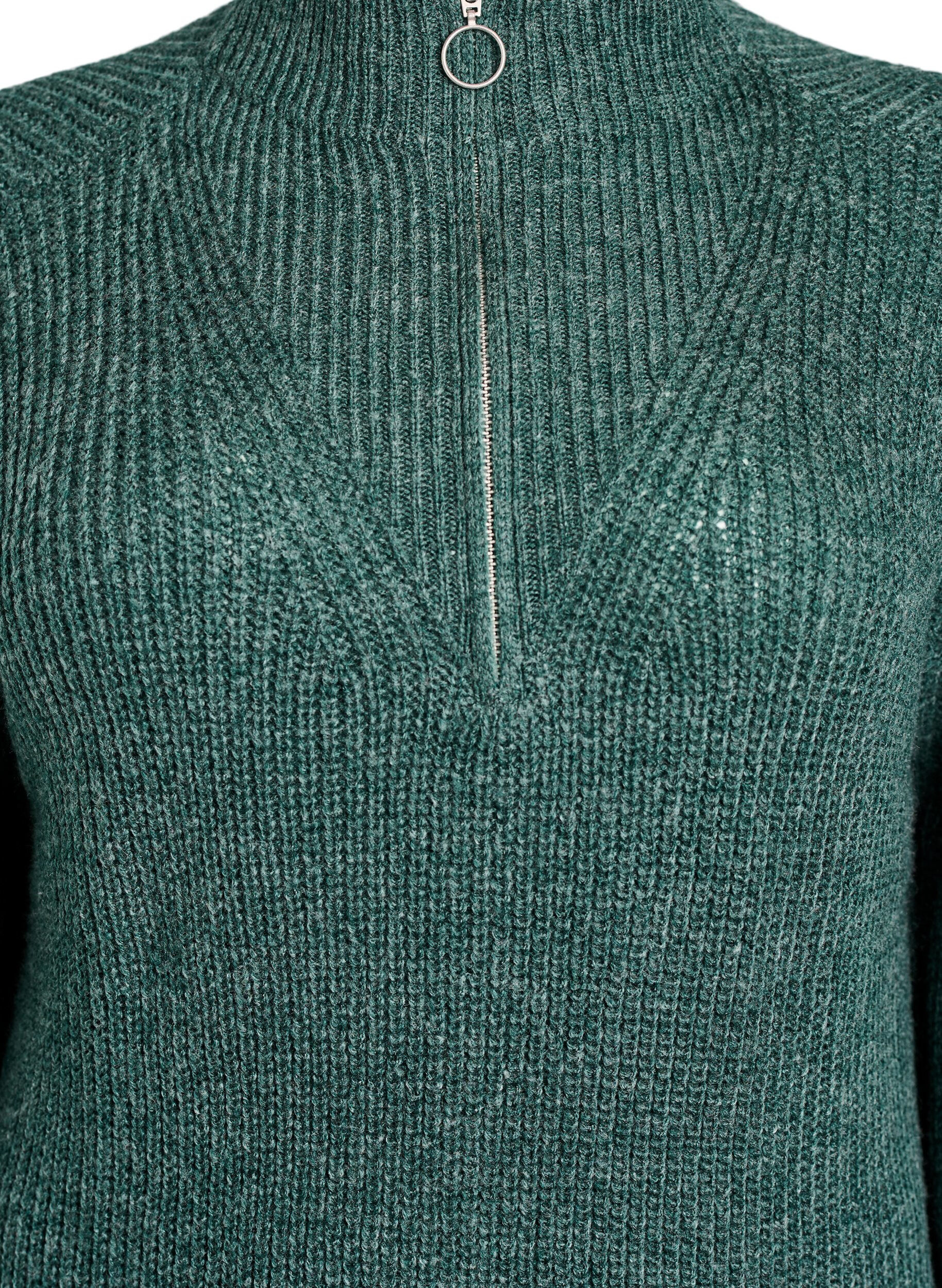 ZizziFLASH - Kurzes Strickkleid mit hohem Kragen, Gr&uuml;n, Packshot image number 2