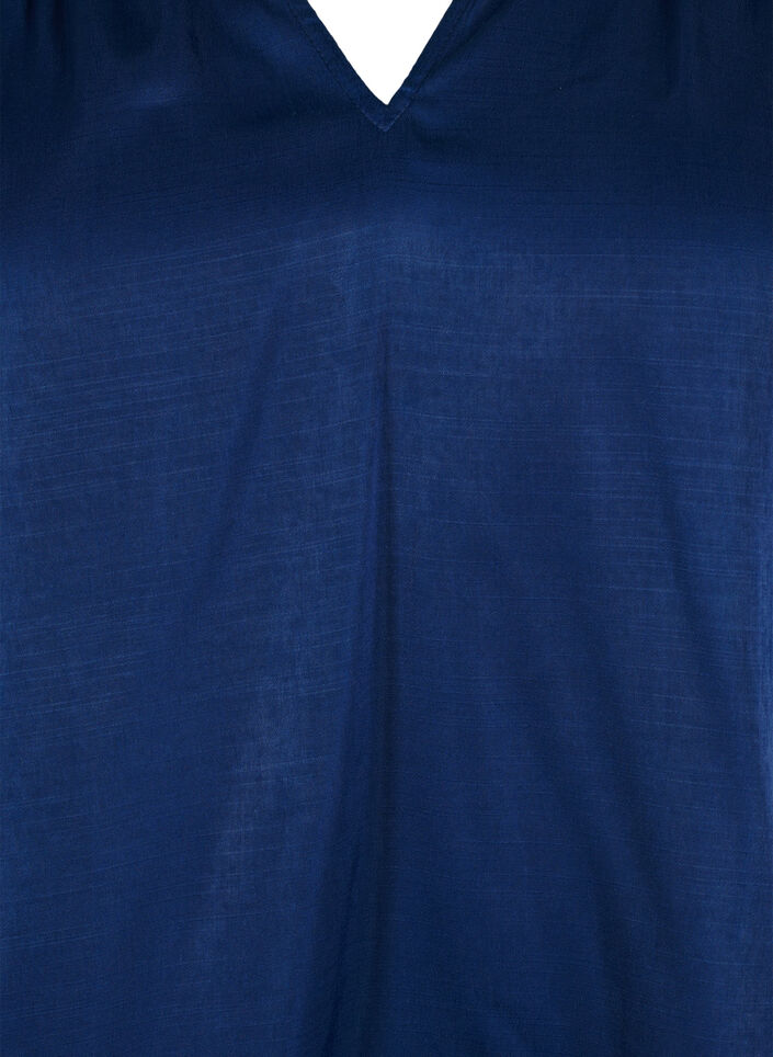  Langärmelige Bluse mit Rüschen und V-Ausschnitt, Estate Blue, Packshot image number 2