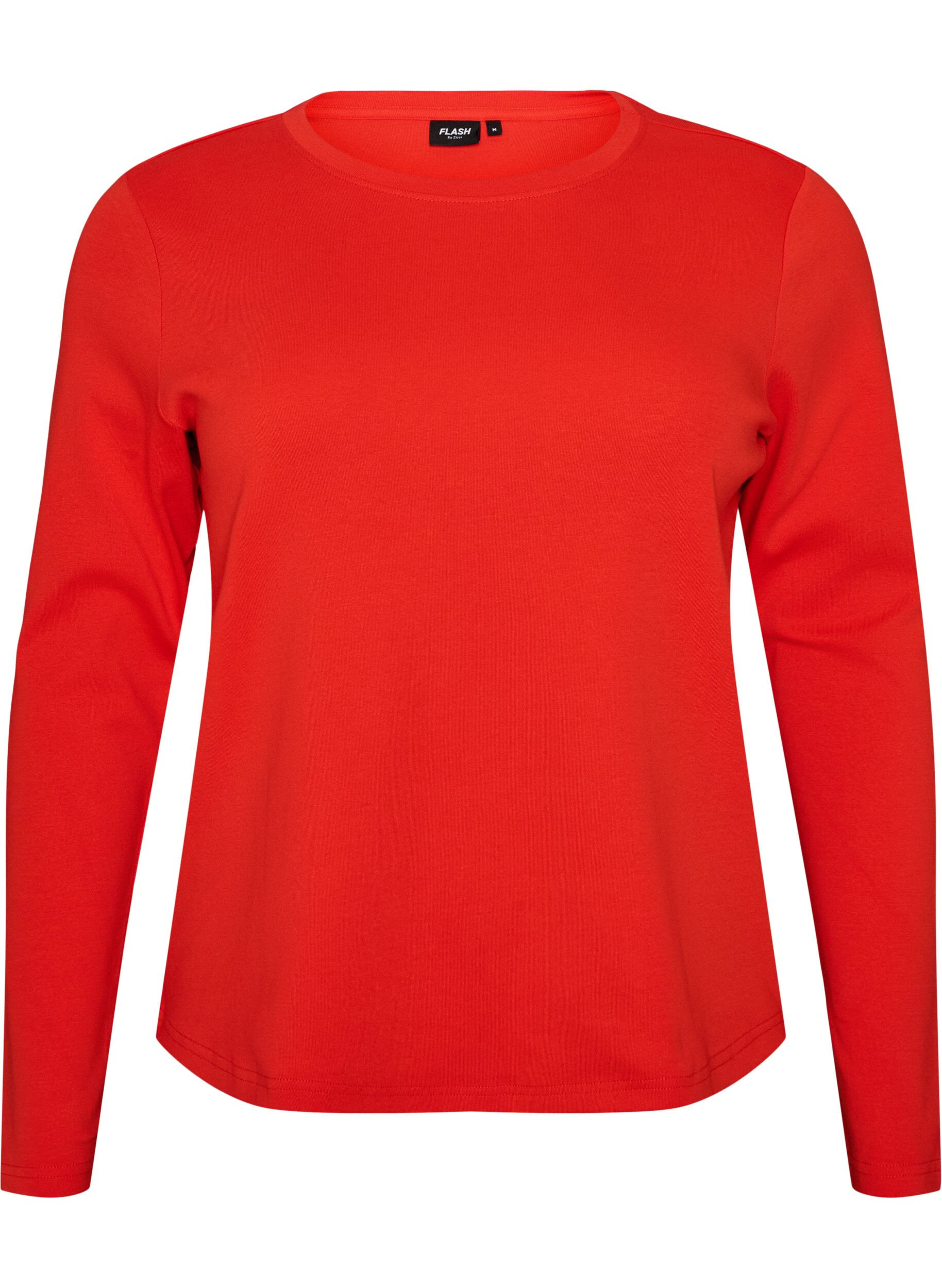 ZizziLangarm-Basic-T-Shirt mit Rundhalsausschnitt, Rot, Packshot image number 0