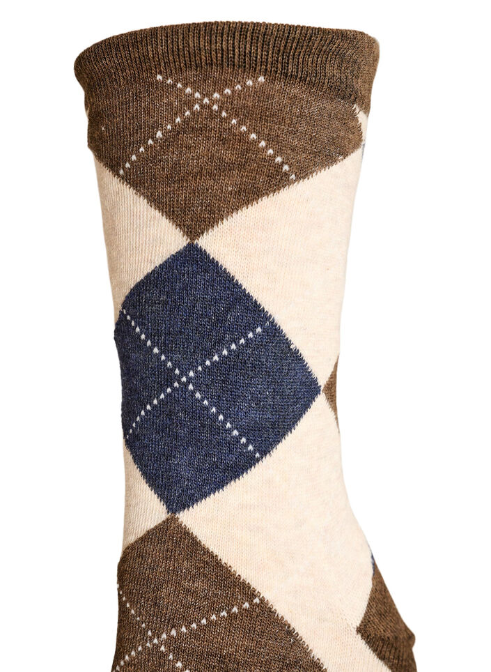 2er-Pack Socken mit Harlekinmuster, Braun, Packshot image number 2