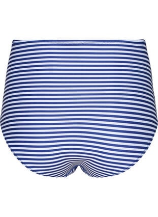 Bikini-Unterteil mit Streifen und hoher Taille, Blue Striped, Packshot image number 1
