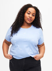 T-Shirt aus Bio-Baumwolle mit Schleifen, Serenity W. Bow Emb., Model