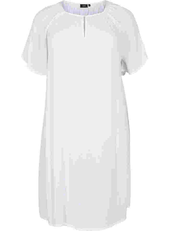 Kurzärmeliges Kleid aus Viskose, Bright White, Packshot image number 0