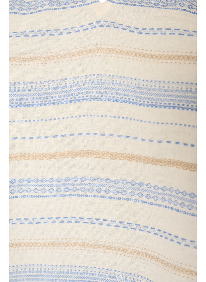 &Auml;rmellose Bluse mit R&uuml;schen und gemusterten Streifen, Vanille, Packshot image number 2