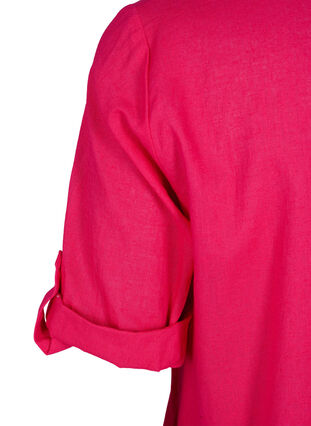 Tunika mit kurzen Ärmeln aus Baumwollgemisch mit Leinen, Bright Rose, Packshot image number 3
