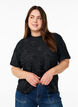 Bluse mit 3D-Blumen und kurzen Ärmeln, Schwarz, Model image number 0