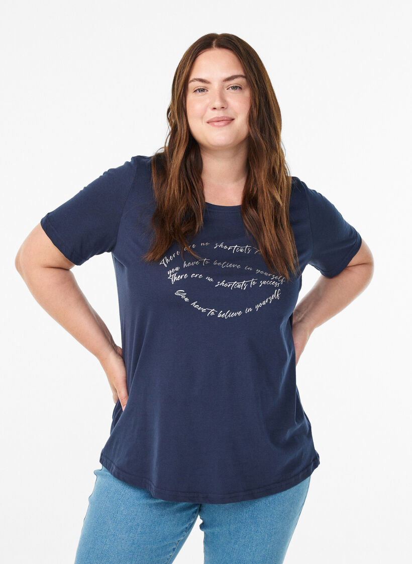 T-Shirt mit Print, Blau, Model image number 0