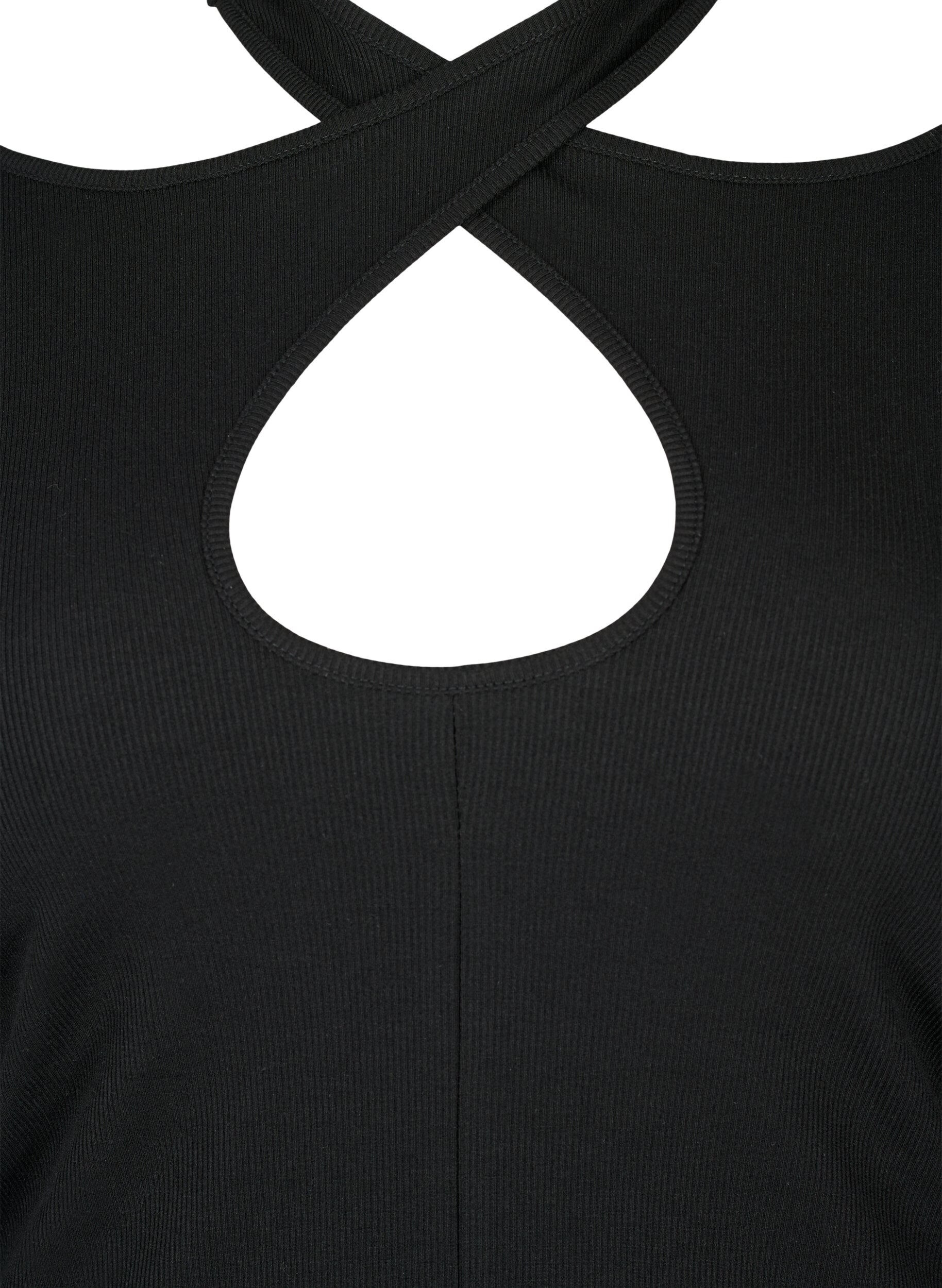 ZizziAusschnittbluse mit langen &Auml;rmeln, Black, Packshot image number 2