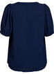 Bluse mit kurzen Puffärmeln und gepunkteter Textur, Navy Blazer, Packshot image number 1
