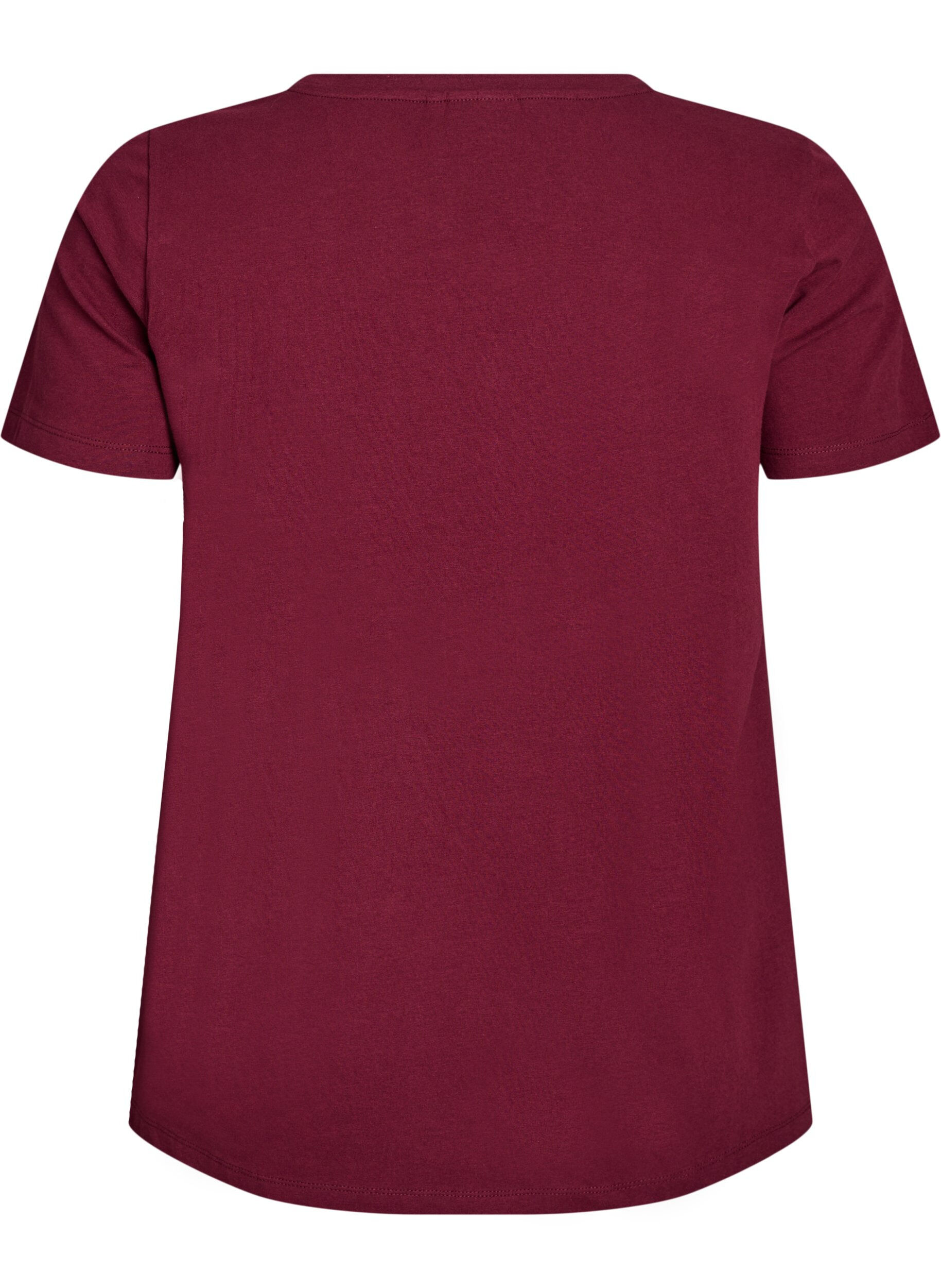ZizziEinfarbiges basic T-Shirt aus Baumwolle, Dunkles Bordeaux, Packshot image number 1