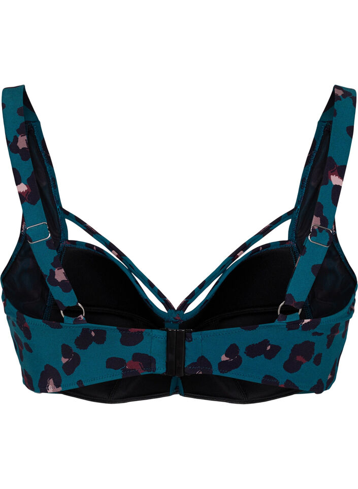 Bikini-BH mit Raffung und Zierbändern, Leopard, Packshot image number 1
