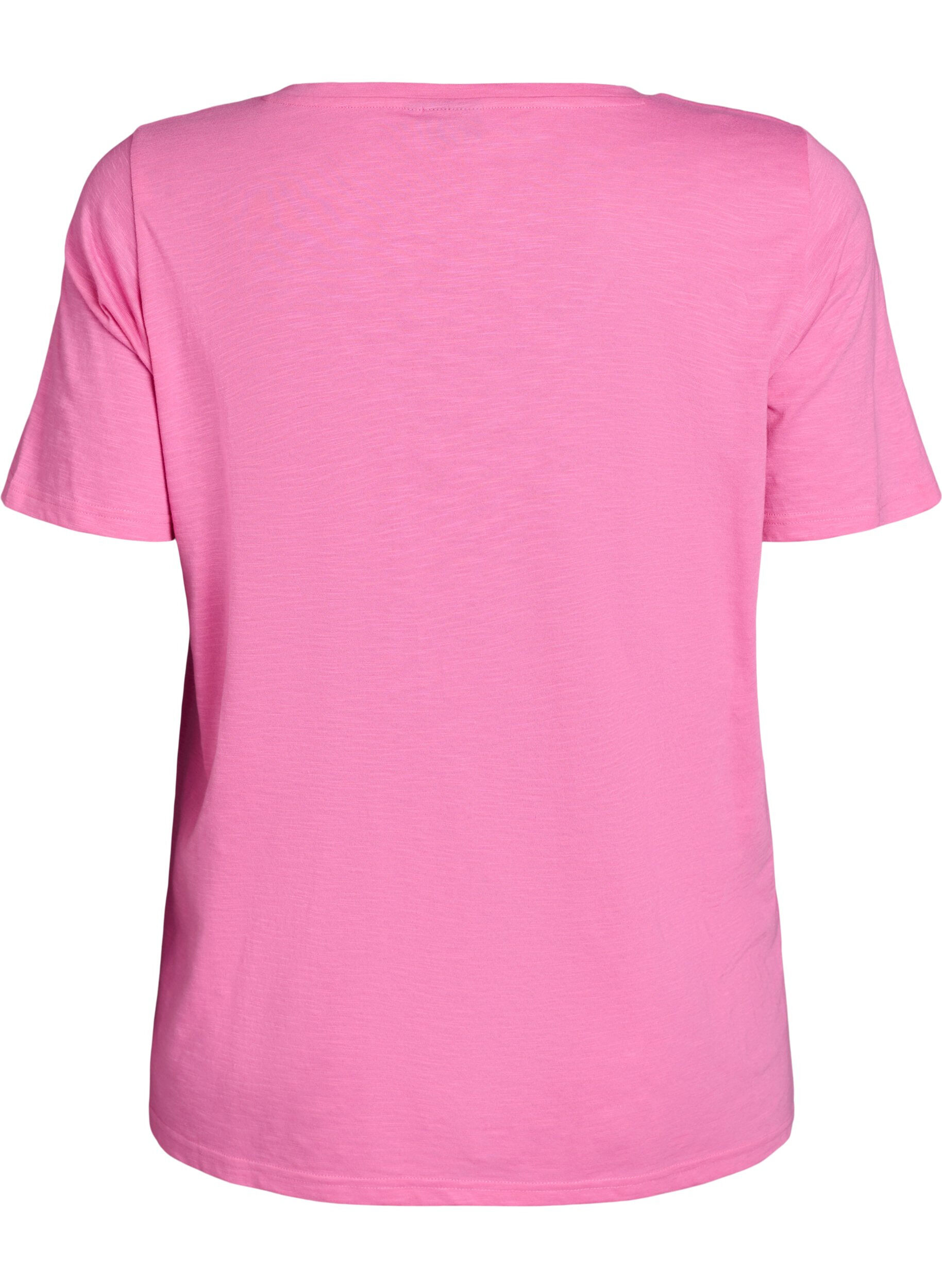 ZizziKurz&auml;rmeliges Basic T-Shirt mit V-Ausschnitt, Pink, Packshot image number 1