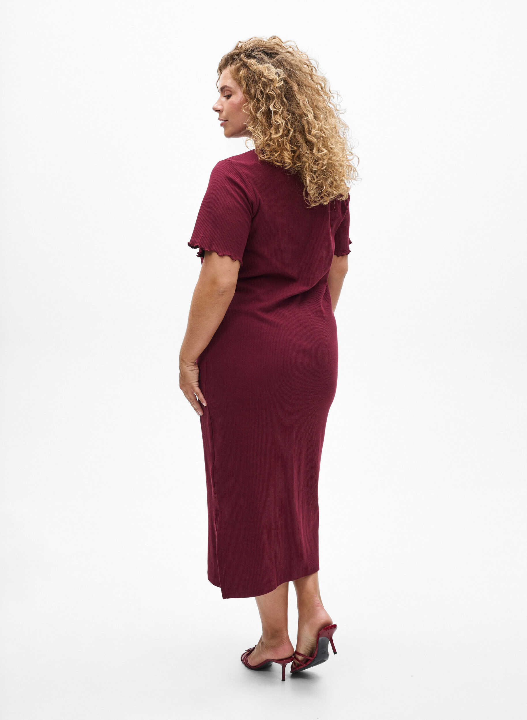 ZizziMaxikleid aus Jersey mit kurzen &Auml;rmeln, Dunkles Bordeaux, Model image number 1