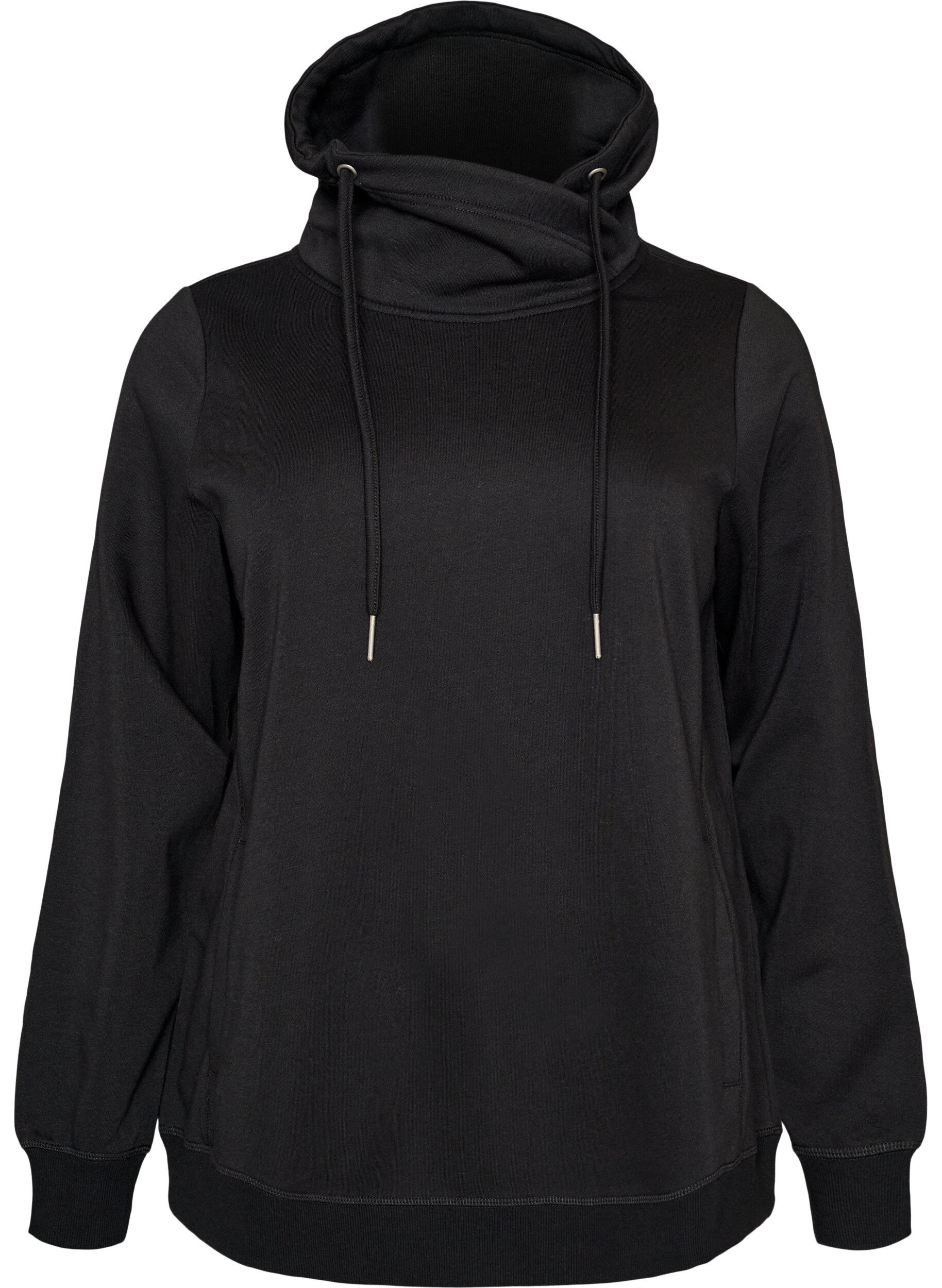 ZizziSweatshirt mit Stehkragen und Taschen, Schwarz, Packshot image number 0