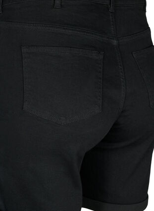 Eng anliegende Denim-Shorts mit hoher Taille, Black, Packshot image number 3