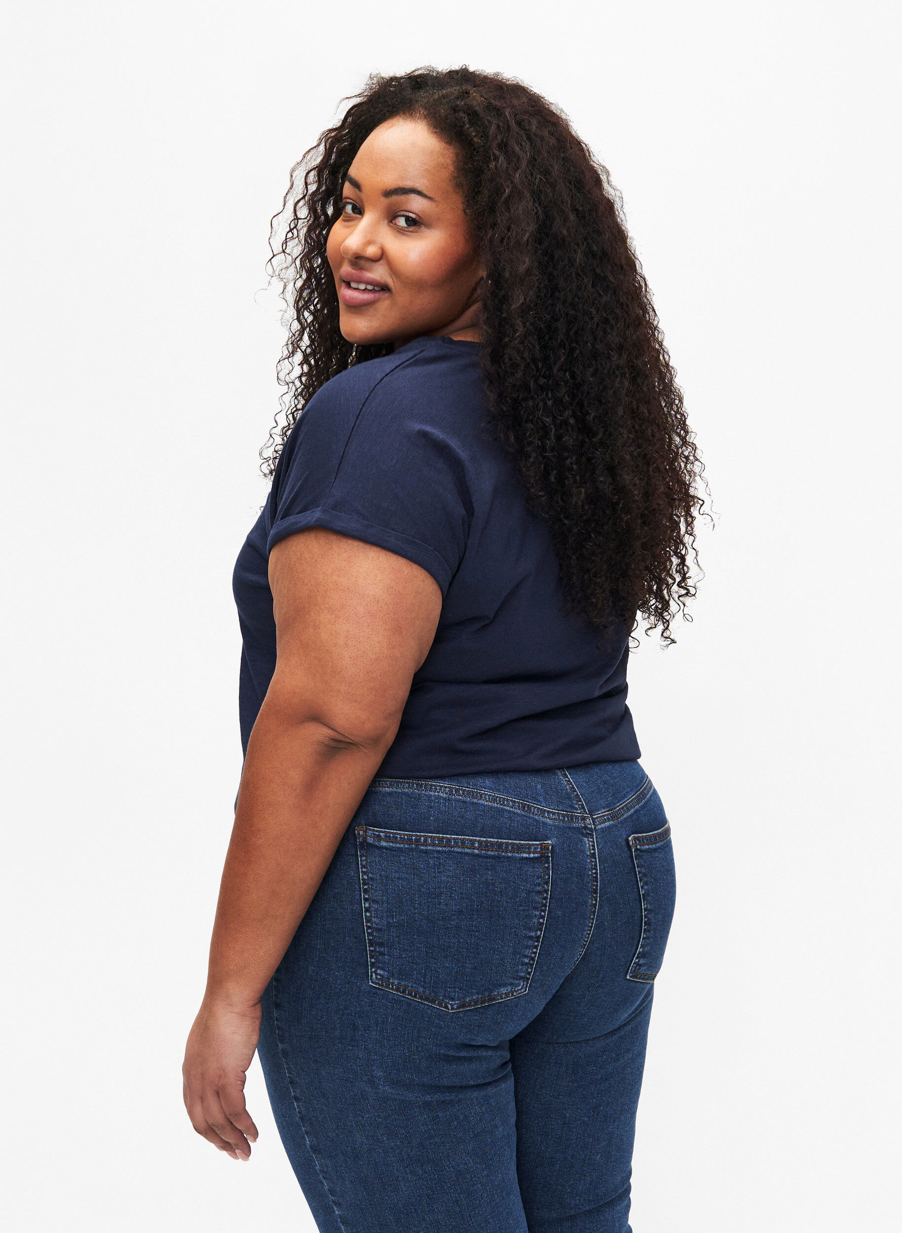 ZizziBedrucktes T-Shirt aus Bio-Baumwolle, N.Sky w. White Print, Model image number 1