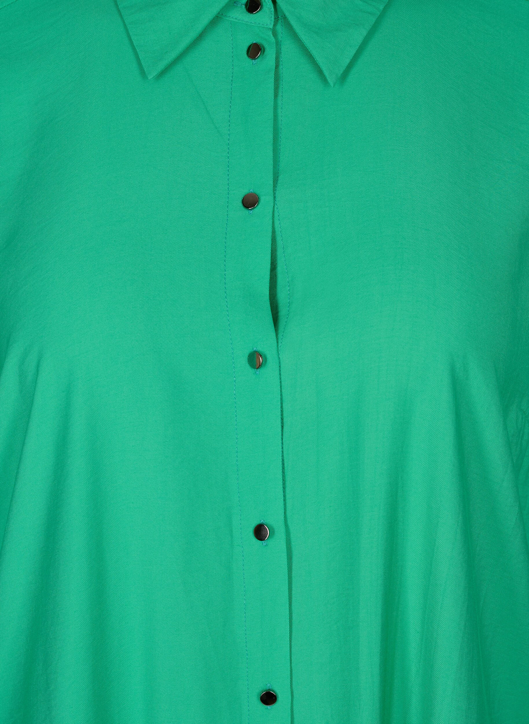 ZizziLange Hemdbluse aus Viskose mit Schlitz, Mint, Packshot image number 2